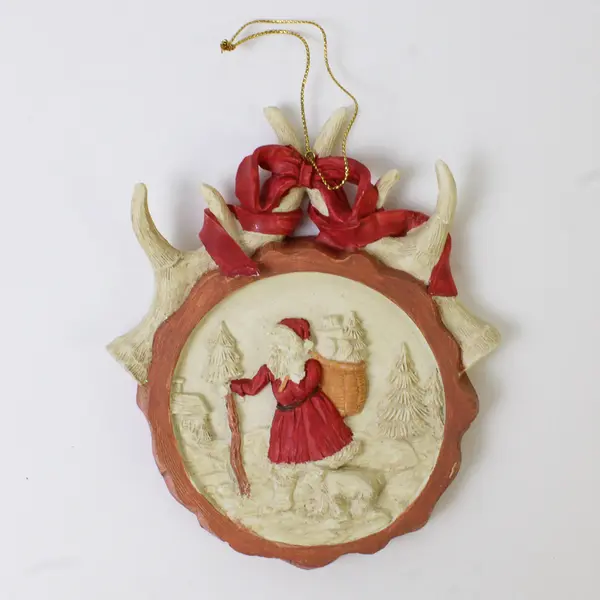 Vintage Ceramic Santa & His Sack of Toys Ornament