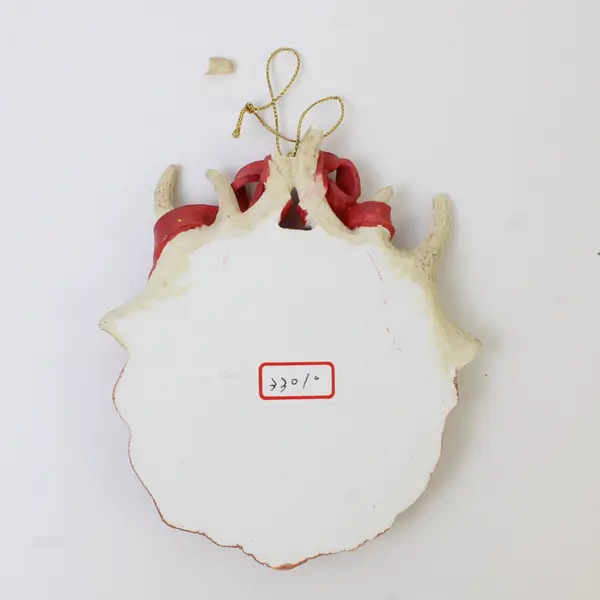 Vintage Ceramic Santa Ornament Sack of Toys - Broken Antler