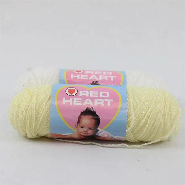Lot of 2 Red Heart Yarn Baby Fingering, White and Baby Yellow Unused 