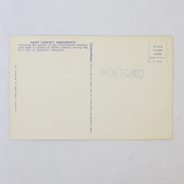 Lot Of 2 Vintage Point Lookout Maryland Postcards Civil War Soldiers Monument