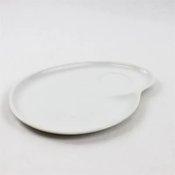 Lot Of 4 Unbranded Matching Solid White Color Ceramic Snack Plates 10.5" Long