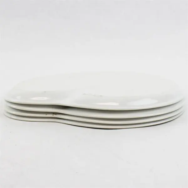 Lot Of 4 Unbranded Matching Solid White Color Ceramic Snack Plates 10.5" Long