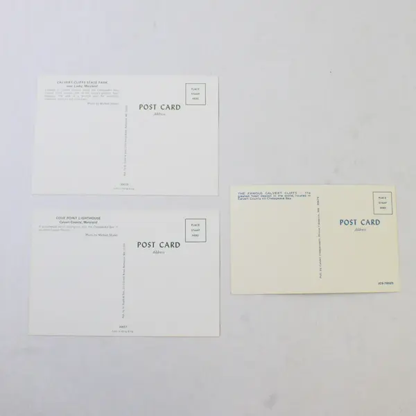 Lot Of 3 Vintage Calvert County Maryland Postcards Lighthouse Calvert Cliffs