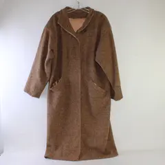 Vintage Unbranded Women's XL/2XL Brown Satin Lined Wool Tweed Overcoat