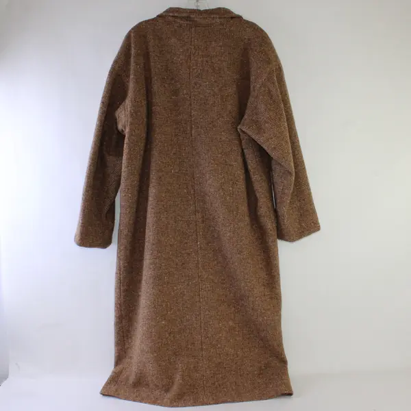 Vintage Unbranded Women's XL/2XL Brown Satin Lined Wool Tweed Overcoat