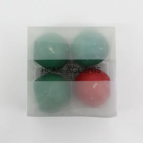4Home Accents Unscented 2.25" Round Ball Sphere Candles 3 Green 1 Red