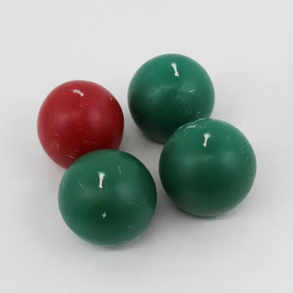 4Home Accents Unscented 2.25" Round Ball Sphere Candles 3 Green 1 Red