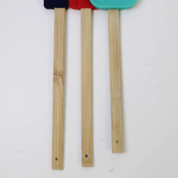 Lot of 3 Colorful Silicone Spatulas w/ Wooden Handles 12.5in