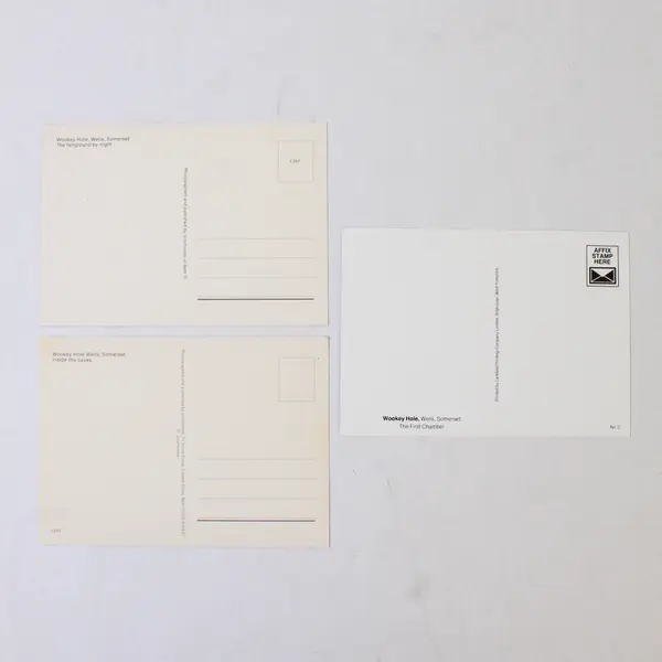 Lot Of 3 Vintage Wookey Hole Somerset Postcards Carousel Witches Cave