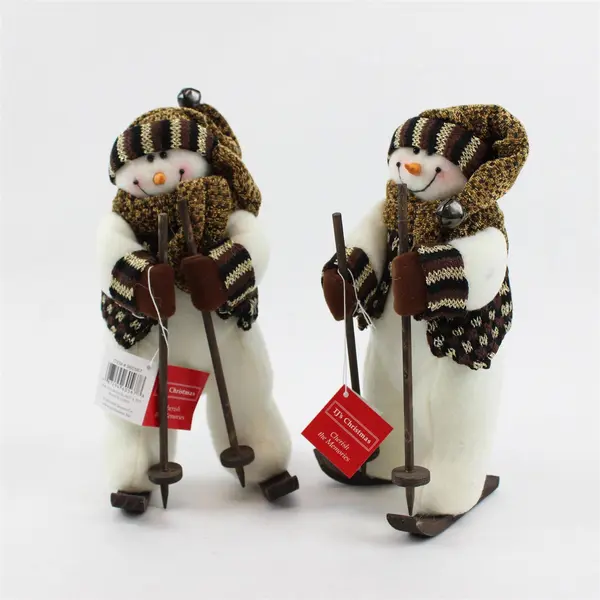 Lot Of 2 Mitchell Import Co. TJ's Christmas Cherish The Memories Ski Snowman 10"