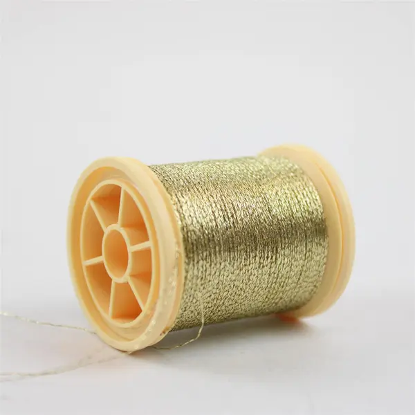 Lot of 9 Gold Sparkle Sewing Thread Spools 2 Regular & 7 Small