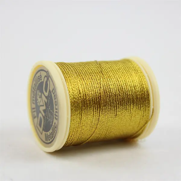 Lot of 9 Gold Sparkle Sewing Thread Spools 2 Regular & 7 Small