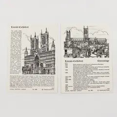 Set Of 2 Vintage Lincoln Cathedral Local History Cards Gatehouse Prints