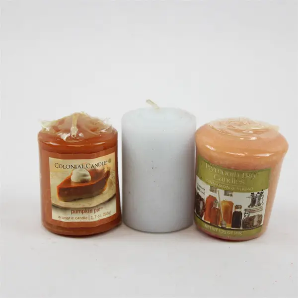 Lot of 3 Scented Votive Candles Pumpkin Pie Cinnamon & Sugar New