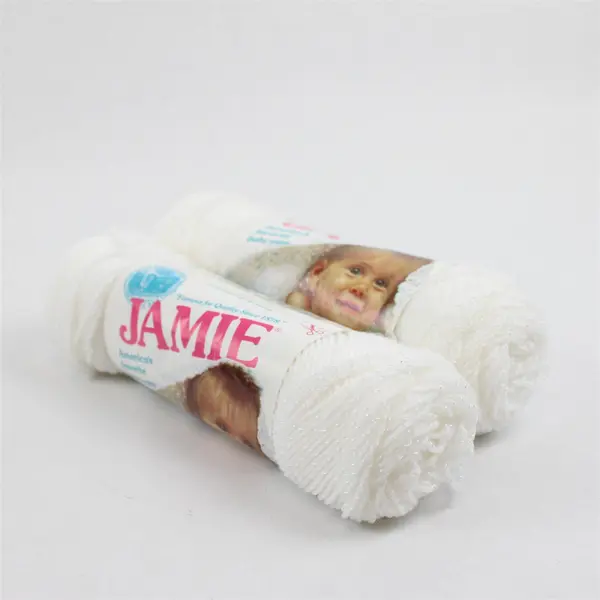 Lot of 4 Vintage Lion Brand Jamie Baby Yarn Skeins, White & Cream, New 