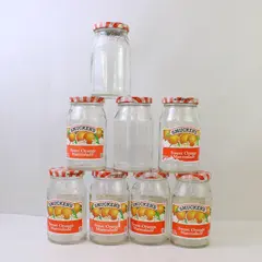 Lot Of 8 Smucker's Sweet Orange Marmalade Empty Glass Jars With Lids 18 Oz
