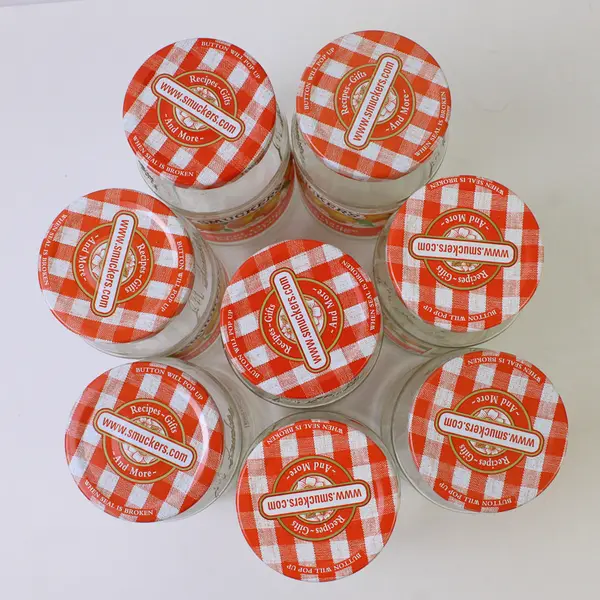 Lot Of 8 Smucker's Sweet Orange Marmalade Empty Glass Jars With Lids 18 Oz
