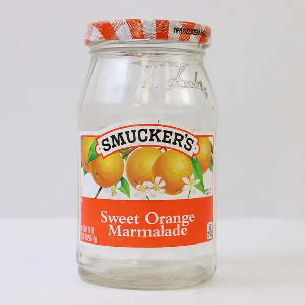 Lot Of 8 Smucker's Sweet Orange Marmalade Empty Glass Jars With Lids 18 Oz