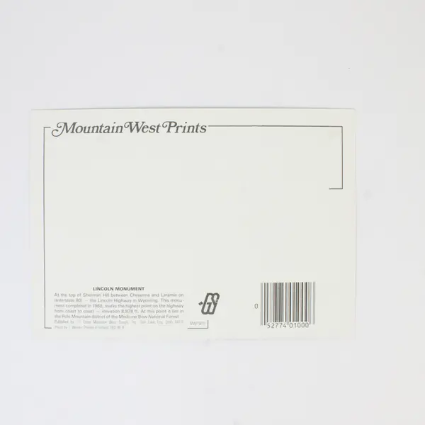 Lot Of 2 Vintage Lincoln Monument Wyoming Postcards Sherman Hill