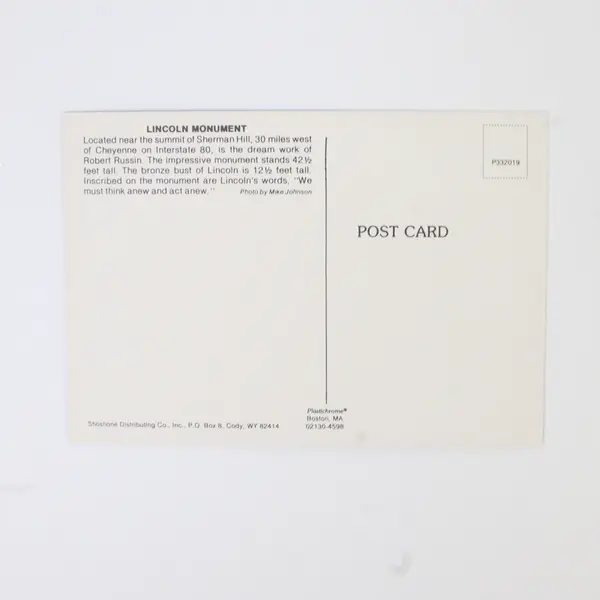 Lot Of 2 Vintage Lincoln Monument Wyoming Postcards Sherman Hill