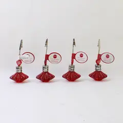 Lot Of 4 Matching Red Perfume Bottle Place Card Holder 5.25" Tall