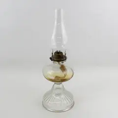 Vintage 1950s P&A Risdon Clear Pressed Glass Oil / Kerosene Lantern W/ Globe