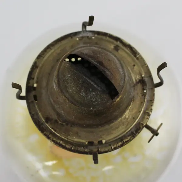 Vintage 1950s P&A Risdon Clear Pressed Glass Oil / Kerosene Lantern W/ Globe