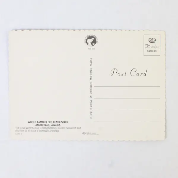 Lot Of 2 Vintage Alaska Postcards Anchorage Dog Sled Race Mt McKinley Camping