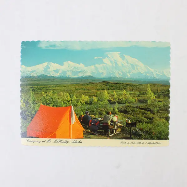Lot Of 2 Vintage Alaska Postcards Anchorage Dog Sled Race Mt McKinley Camping