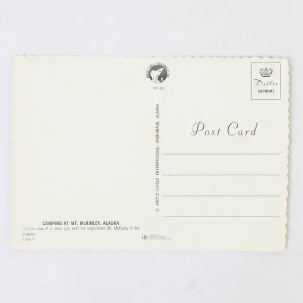 Lot Of 2 Vintage Alaska Postcards Anchorage Dog Sled Race Mt McKinley Camping