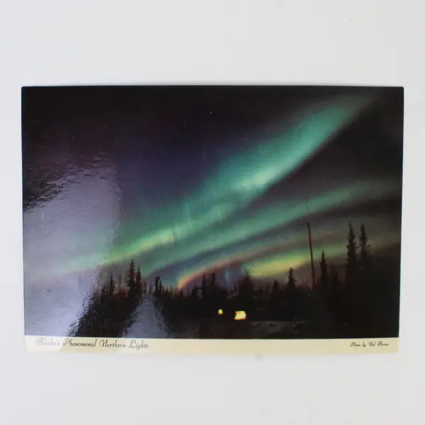 Lot Of 2 Vintage Alaska Postcards Columbia Glacier Phenomenal Northern Lights