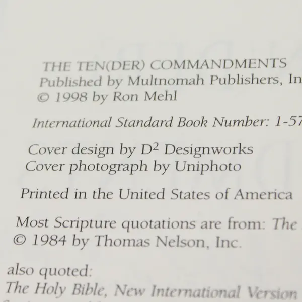 The Ten-der Commandments by Ron Mehl 1998 1st Edition Signed Hardcover DJ