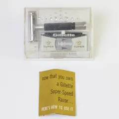 Vintage Gillette Super Speed Safety Razor Black Handle 1970 P4 Double Edge