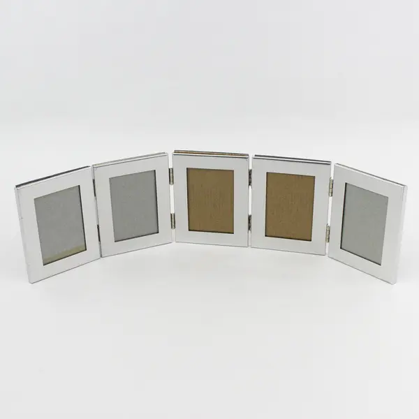 Metal Silver-Tone Photo Frames Folding/Hinged, Holds Five 3" x 2" pics
