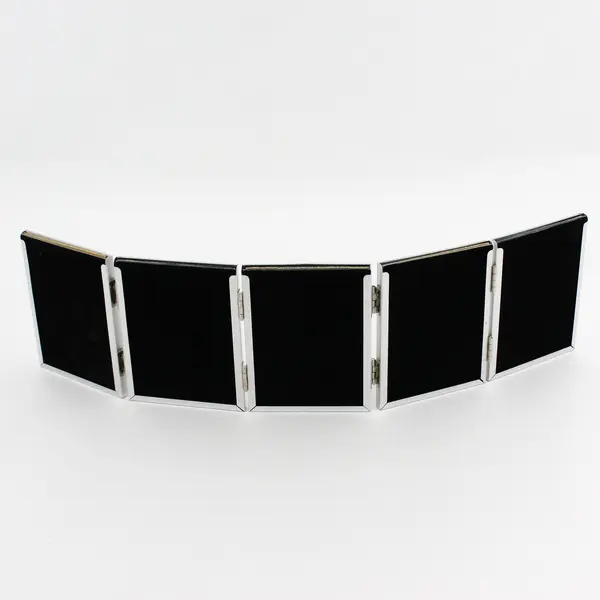 Metal Silver-Tone Photo Frames Folding/Hinged, Holds Five 3" x 2" pics