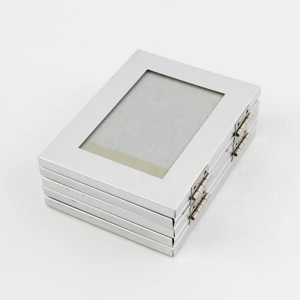 Metal Silver-Tone Photo Frames Folding/Hinged, Holds Five 3" x 2" pics