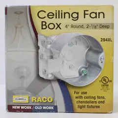 Open Box 4" Round Ceiling Fan Mounting Box 2 1/8" Deep