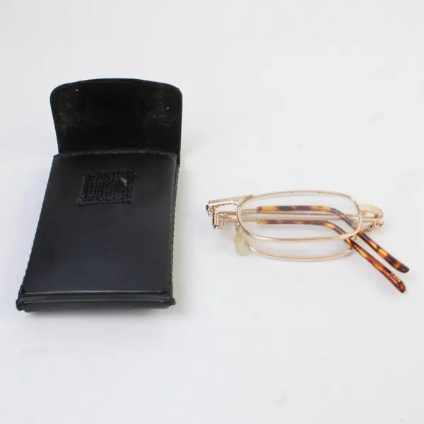 Folding Reading Glasses Metal Frame +2.75 Strength Black Case