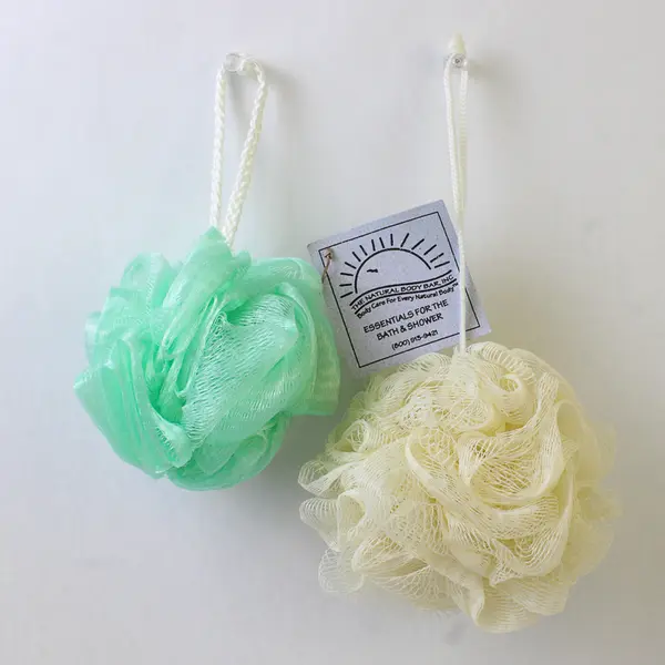 Lot Of 2 Natural Body Bar Unbranded Yellow/Green Shower Puff/Sponge/Loofahs