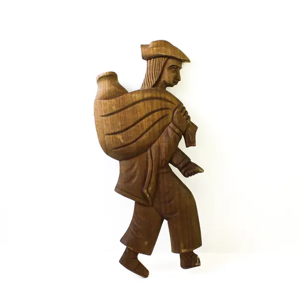 Lot of 2 VTG 1960's Ecuadorian Carved Wood Wall Plaque - Hanging Art