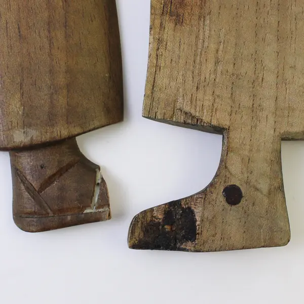 Lot of 2 VTG 1960's Ecuadorian Carved Wood Wall Plaque - Hanging Art