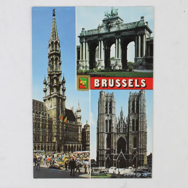 Vintage Greetings From Brussels Belgium Postcard Views Of 3 Landmarks
