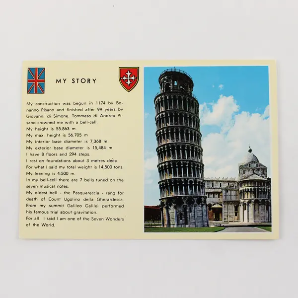 Vintage Leaning Tower Of Pisa Italy Postcard My Story History