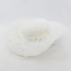 Vintage White Lace & Tulle w/Faux Pearls & Rhinestones Wedding Hat Veil - 1980's