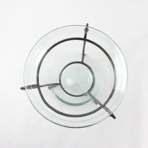 Vintage Hand-Blown Glass Floating Candle Holder Tabletop Metal