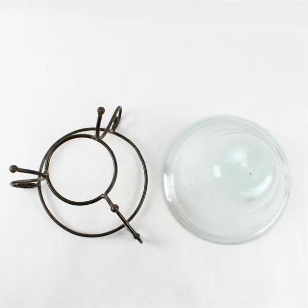 Vintage Hand-Blown Glass Floating Candle Holder Tabletop Metal