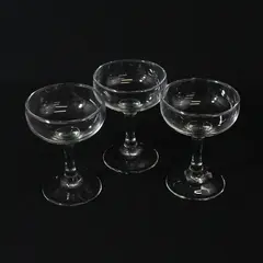 Lot Of 3 Unbranded Matching Clear Glass Coupe Glass/Champagne Saucers 4.75" Tall