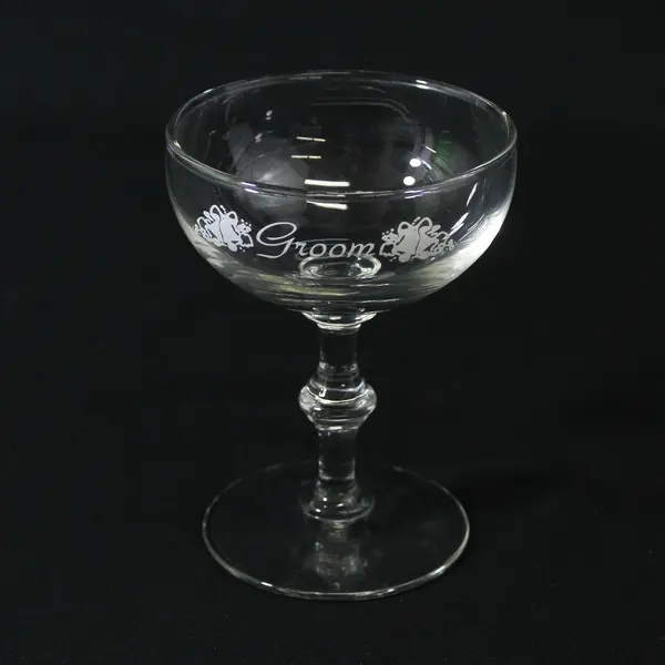 Unbranded Clear Glass "Groom" Coupe Glass/Champagne Saucer 4.75" Tall