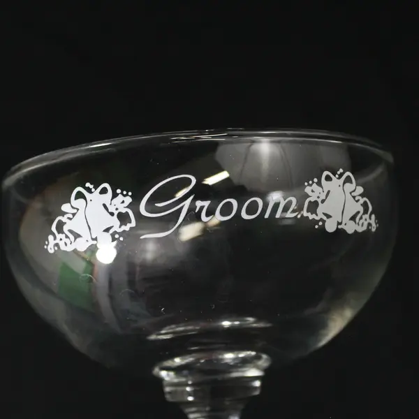 Unbranded Clear Glass "Groom" Coupe Glass/Champagne Saucer 4.75" Tall