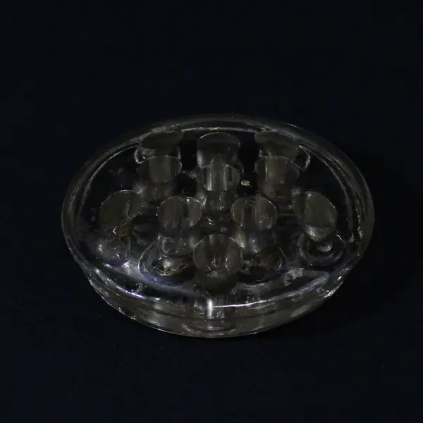 Unbranded Round Clear Glass Flower Frog For Flower Arrangements 11 Holes 3.75"
